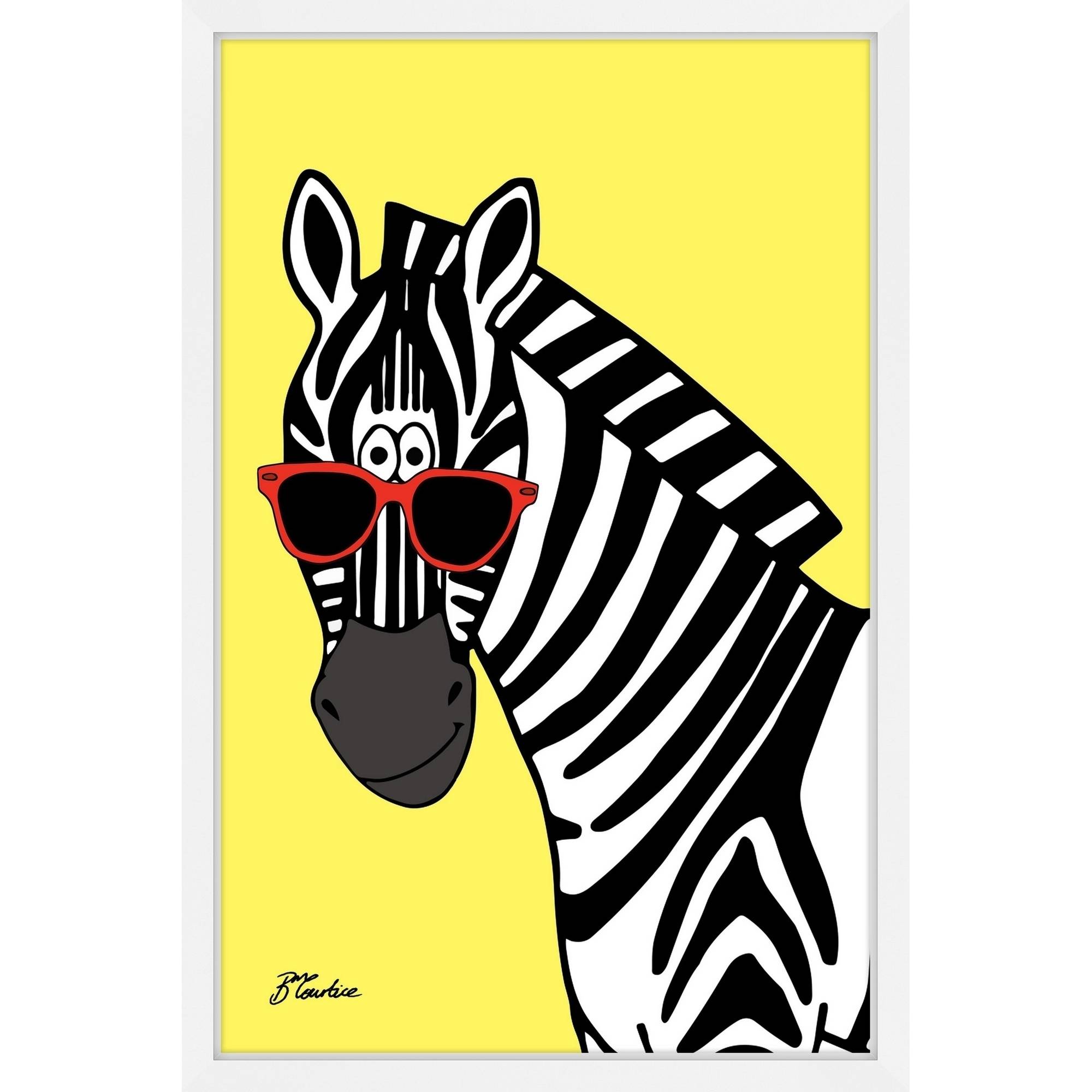 "Zebra Hippy Head" Framed Painting Print