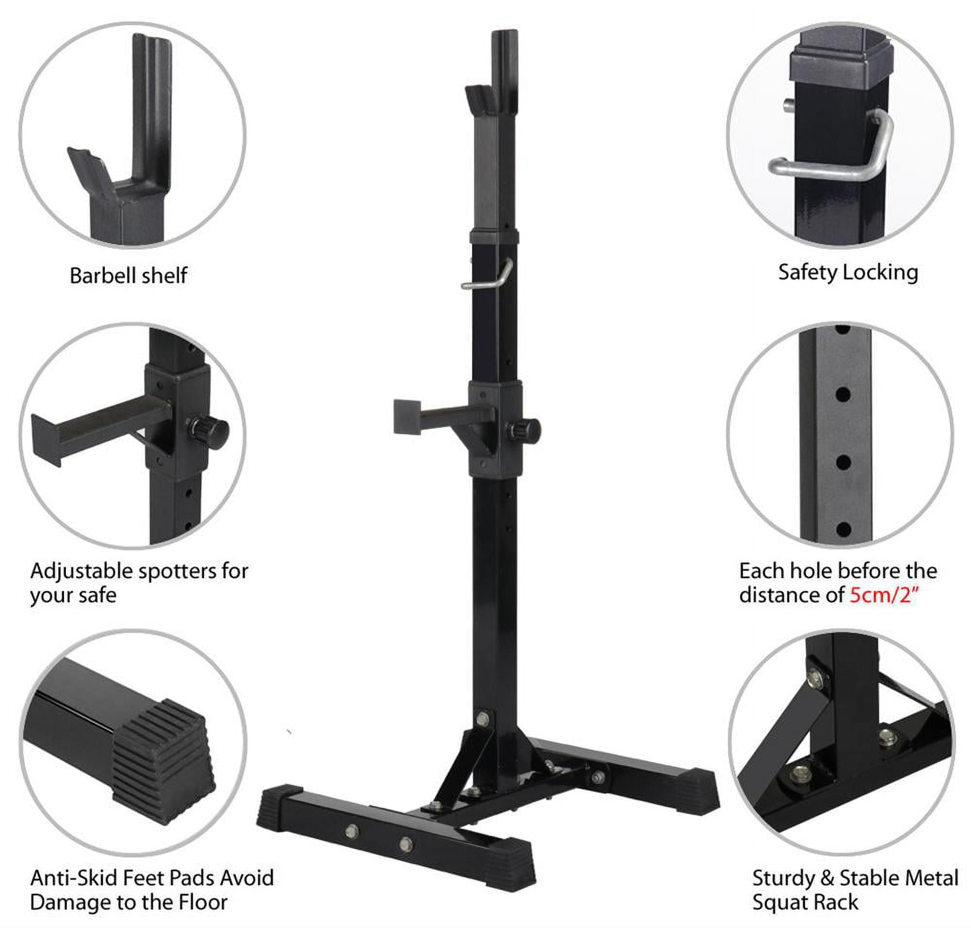 Alden Design 2 Pieces Adjustable Standard Solid Squat Barbell Weight Rack Stands
