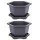 thumbnail image 1 of 1 Set of Plastic Flowerpot Balcony Planting Container Simple Plant Pot with Trays, 1 of 4