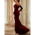 thumbnail image 3 of EIMELI Femmes Rétro Velours Robe Cocktail Manches Longues Décolleté Plissé Bodycon Parti Swing Robe, 3 of 6