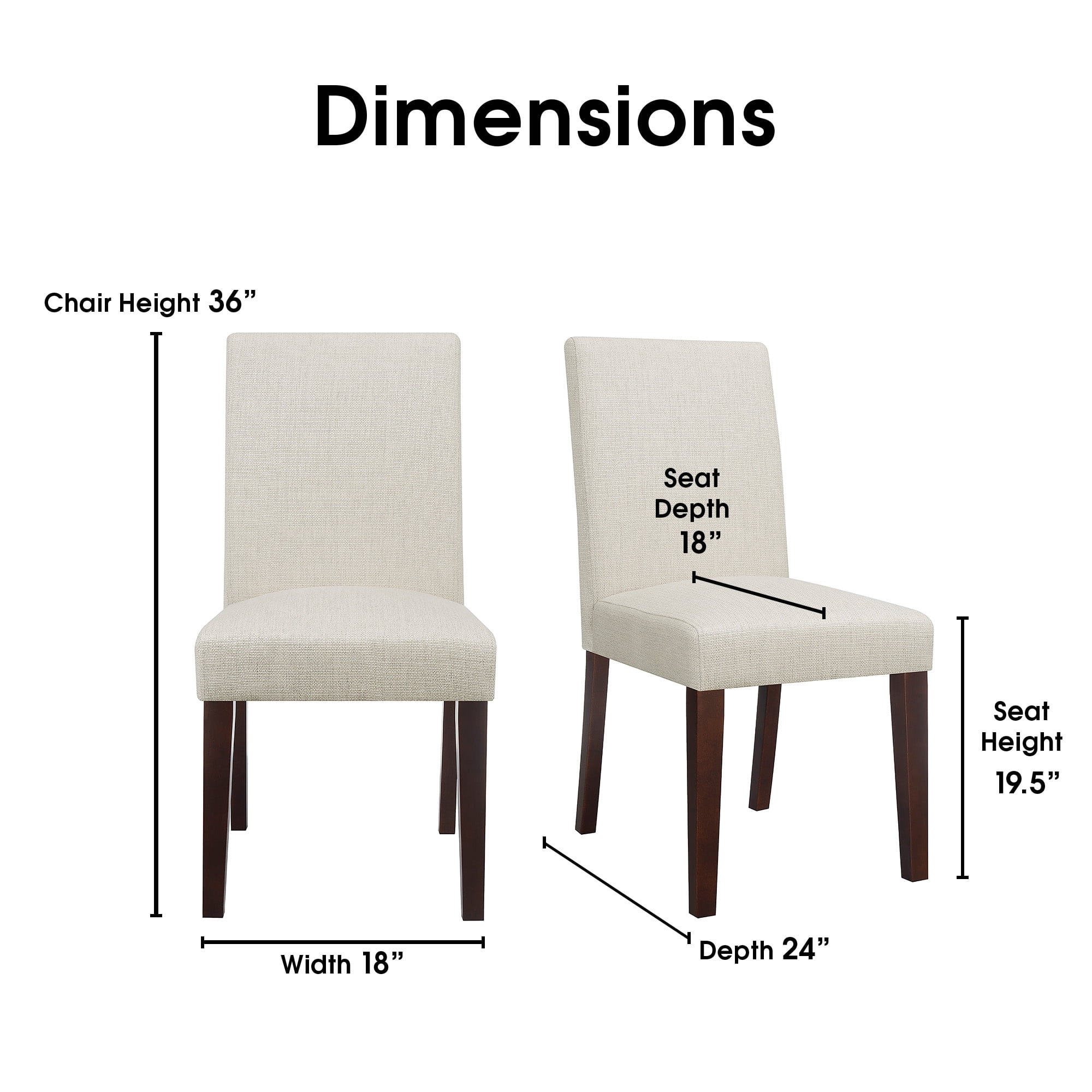 Serta Liam Parsons Dining Chair Set of 2, Plush High Back, Polyester Weave Fabric, Foam Cushion Seat, Linen