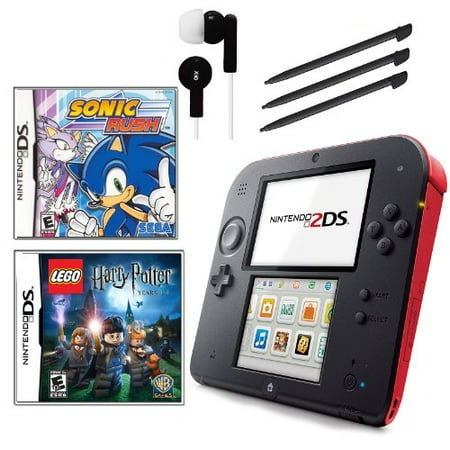nintendo 2ds red bundle with 2 games and accessories walmart com