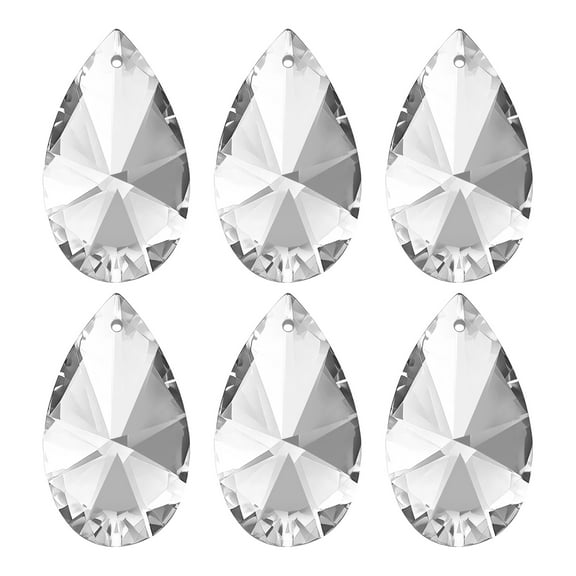 Uxcell K9 Crystal Pendants Teardrop Beads, 6 Pack 38mm Chandelier Prisms Parts Hanging Beads DIY Lamp for Arts Crafts Decor, Clear