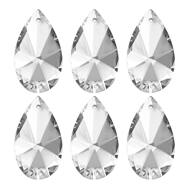 Uxcell K9 Cristales Colgantes en Forma de Gota, Paquete de 6, Prismas de 38 mm para Lámparas de Artesanía y Decoración, Transparente