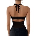 thumbnail image 6 of Women's Halter Neck Tank Top, Solid Color Backless Knit Vest with Built-In Bra, Chic & Stylish Sleeveless Top for Summer, Going Out, and Layered Outfits-Black, 6 of 7