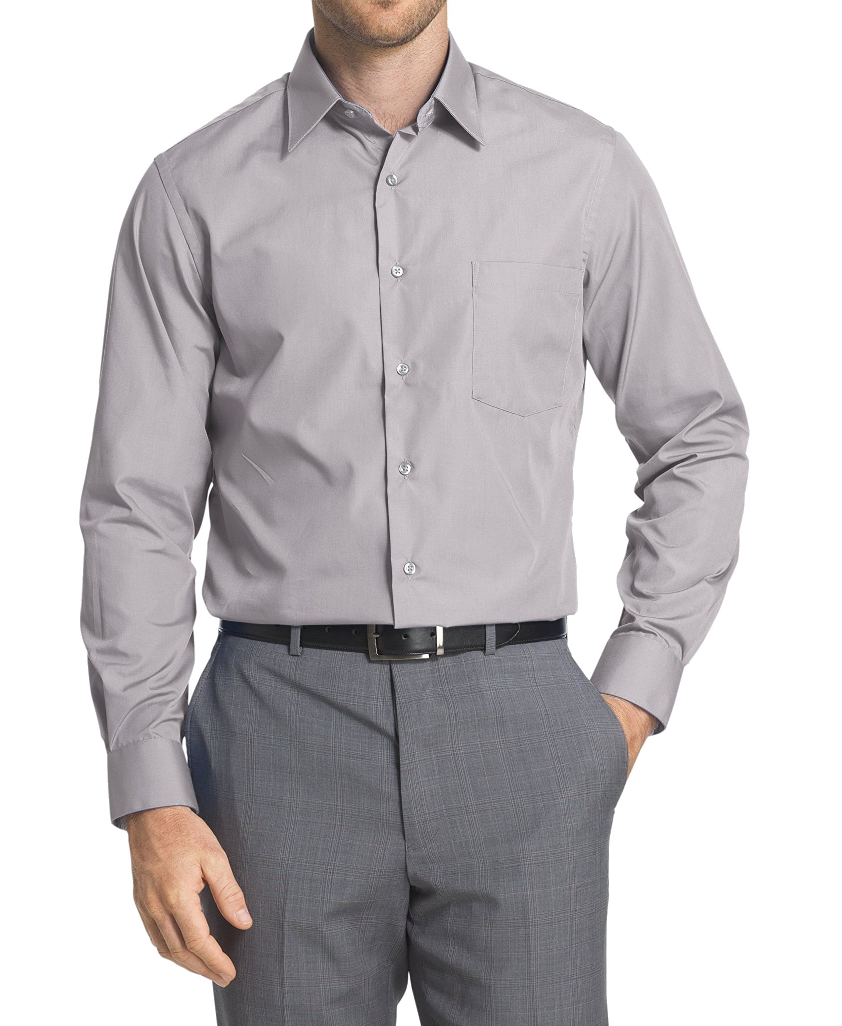 Van Heusen - Men's Dress Greystone Shirt Fitted Poplin 18 - Walmart.com ...