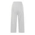 thumbnail image 4 of Womens Casual Pants Solid Color Wide Leg Yoga Loose High Waisted Workout Capri Trousers with Pockets Slacks for Women White S, 4 of 5
