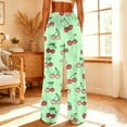 thumbnail image 5 of FRSASU Womens Fuzzy Pajama Pants – Soft Cherry Print Bottoms with Pockets, Cozy Fleece Lounge Sleepwear Pants Green, 5 of 7