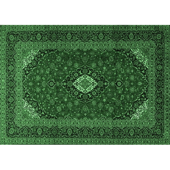 Ahgly Company Indoor Rectangle Medallion Emerald Green Traditional Area Rugs, 3' x 5'
