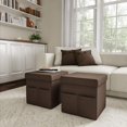 thumbnail image 2 of Juego de 2 otomanas con bolsillos de almacenamiento – reposapiés plegables de 15 pulgadas o organizadores de almacenamiento para dormitorio, sala de estar o dormitorio de Lavish Home (marrón), 2 of 5