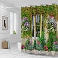 thumbnail image 3 of Spring Scenery Shower Curtains Flower Plant Vine Green Leaves House Window Courtyard Landscape Fashion Pattern Bathroom Decor Polyester Fabric Curtain Set with Hooks-72"W x 78"L (Pack of 1), 3 of 7