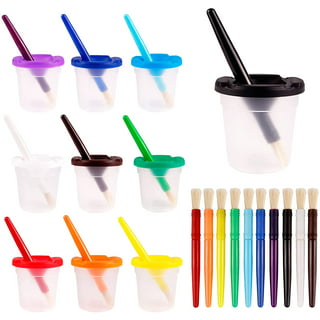 Gueevin No Spill Paint Cups with Lids for Kids Toddler Children and Paint  Brushes for Kids Painting Art Supplies Preschool Classroom Art Supplies, 10