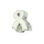 Zable Sterling Silver Awareness Ribbon White Compatible Bead / Charm