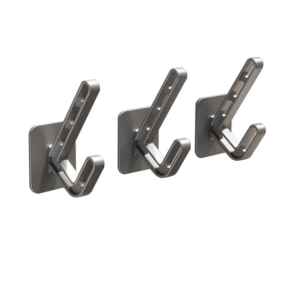 3 Strong Adhesive Wall Hooks for Clothes - No Drill Easy Installation, Multi-Purpose Hangers for Home, Office, Bathroom, Bedroom, and Closet - Space-Saving Plastic Hooks in Elegant Black Finish