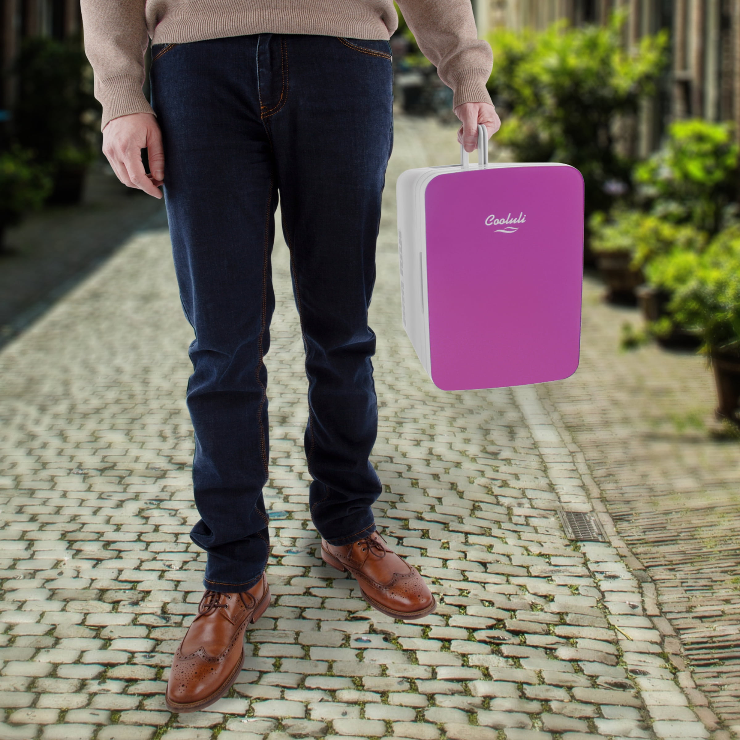Cooluli Infinity Pink 10 Liter Compact Portable Cooler Warmer Mini Fridge for Bedroom, Office, Dorm, Car - Great for Skincare & Cosmetics (110-240V/12V)