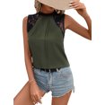 thumbnail image 2 of Women'S Lace Sleeveless Tops Pleated Summer Tank Tops 2025 Dressy Casual Sleeveless Shirts Blouse Military Green XL, 2 of 9