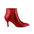 thumbnail image 3 of BLISSFUL STEP Women's Glitter Pointed Toe Stiletto Heels Ankle Boot Red 6, 3 of 7