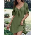 thumbnail image 3 of Robes pour Femmes Printemps Été Décolleté en V Profond Élégante Robe Courte à Nœud Vert Militaire S, 3 of 8