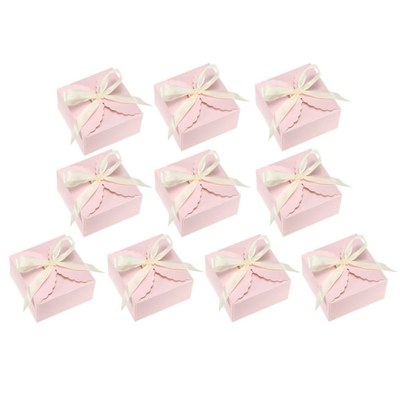 Gift Boxes, 10 Pcs Wedding Gift Boxes with Ribbon 3.5 x 3.5 x 2 Inch Pink