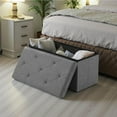 thumbnail image 4 of 30 Inch Folding Storage Ottoman Bench with Padded Seat Grey Foot Rest Stool End of Bed Storage Chest Holds 660 lb for Living Room Bedroom Entryway, 4 of 8