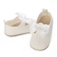 thumbnail image 6 of AJTQTH Sneakers for Girls Cute Bowknot Solid Shoes Non-Slip Walking Shoes Soft Soled Flat Shoes for Infant Summer Slip-On Casual Shoes White 0 Months, 6 of 8