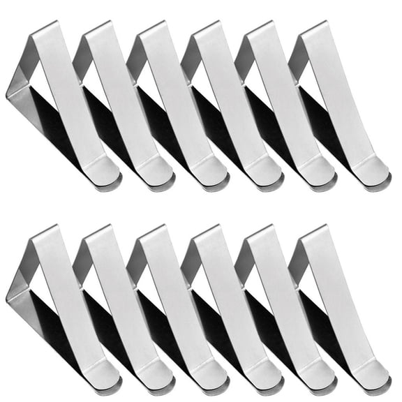 Tablecloth Clips, Stainless Steel Windproof, 12 Pack Triangle, for Outdoor Picnic Patio Table Cover Holding