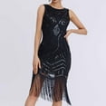 thumbnail image 3 of UPPADA Womens Sequin Tassel Fringe Party Dress V Neck Sleeveless Spaghetti Straps Dress Cocktail Prom Party Mini Dresses Slim Fit Ruched Stretchy Dress Early, 3 of 8