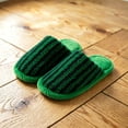 thumbnail image 6 of Iyufng Womens Striped Fuzzy Plush Close Toe Slippers Soft Warm Cozy Slip on Indoor House Slides, 6 of 6