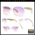 thumbnail image 2 of Hipster Bamboo Wood Arm Rectangle Clear Horn Rim Plastic Sunglasses Clear - Purple Pink, 2 of 8
