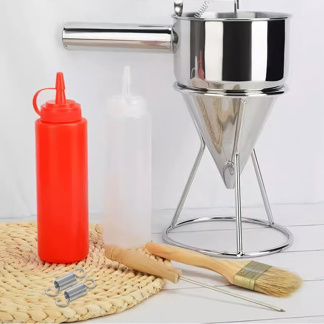 ELAYARD 3 Pcs Entonnoir à Ressort en Acier Inoxydable Polyvalent pour Distributeur de Pâte à Crêpes et Outil de Cuisson