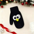thumbnail image 2 of Winter Gloves for Women Christmas Pom Pom Cartoon Warm Knitted Mittens for Holiday Black-8 Free Size, 2 of 3
