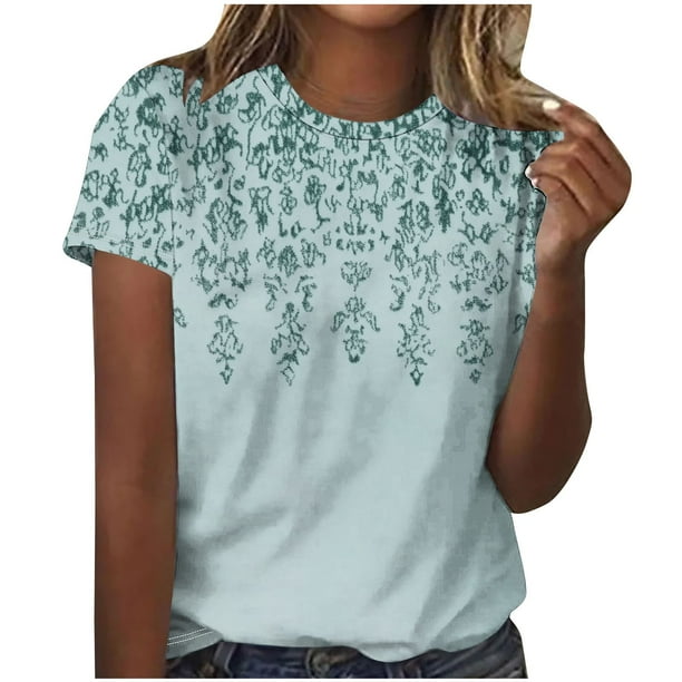 Camiseta de Cuello Redondo de Manga Corta Impresa de los Pantalones Cortos de las Mujeres, Poliéster de Lentejuelas de Partido de Moda