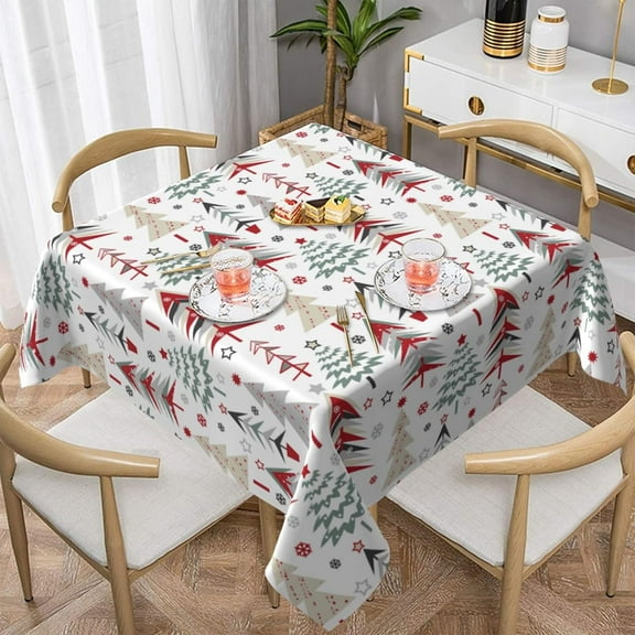 Christmas Tablecloth Square 60x60 Inch Colorful Red Green Christmas Tree Table Cloth,Stain Resistance Geometric Winter Holiday Table Covers for Kitchen Dining,Small Tablecloth for Party Picnic