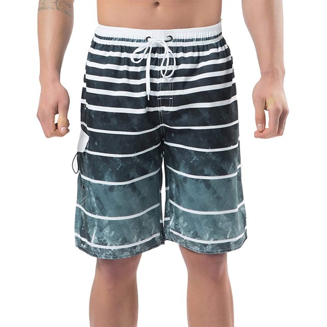 Bañador para hombre, pantalones cortos de secado rápido, pantalones cortos de baño con rayas coloridas Adepaton HMHZ266-21