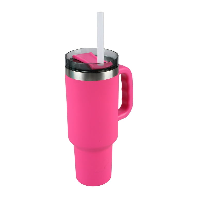1pc 40oz Stainless Steel Fishing Tumbler With Handle And Straw Doubler  Walled Insulated Tumbler Travel Cup Keeps Drinks Cupholder Friendly
