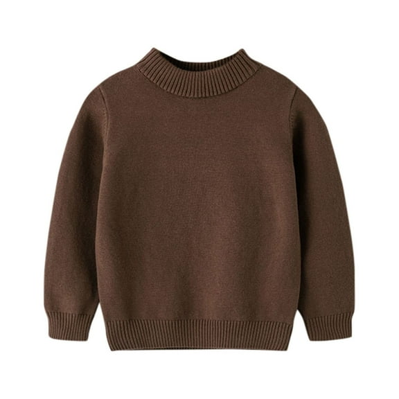 YWDJ 2022 Toddler Sweater 2-7T Toddler Youth Teen Boys Girls Solid Pullover Pulsweetheart Knit Sweater Knitwear Brown 110