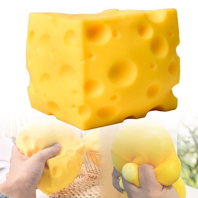 2026 Upgraded Yellow Big Cheese Squishy, Jumbo Slow Rise Stress Relief Squeeze Toy, Soft Sensory Fidget & Cute Party Favor (3.95‑Inch)