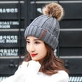 thumbnail image 3 of Womens Winter Beanie Warm Cable Knit Hat Style Stretch Trendy Ribbed Cap,Color:Dark Gray,Size:One Size, 3 of 5