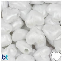 BeadTin White Pearl 18mm Heart Pony Beads (24pcs)