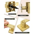 thumbnail image 4 of Levier de Porte en Or Brossé Sans Verrou, Poignée de Porte Réversible Sans Verrouillage pour Porte Droitier/gauche, Ensemble Robuste de Levier Carré pour Usage Intérieur/extérieur, 4 of 9