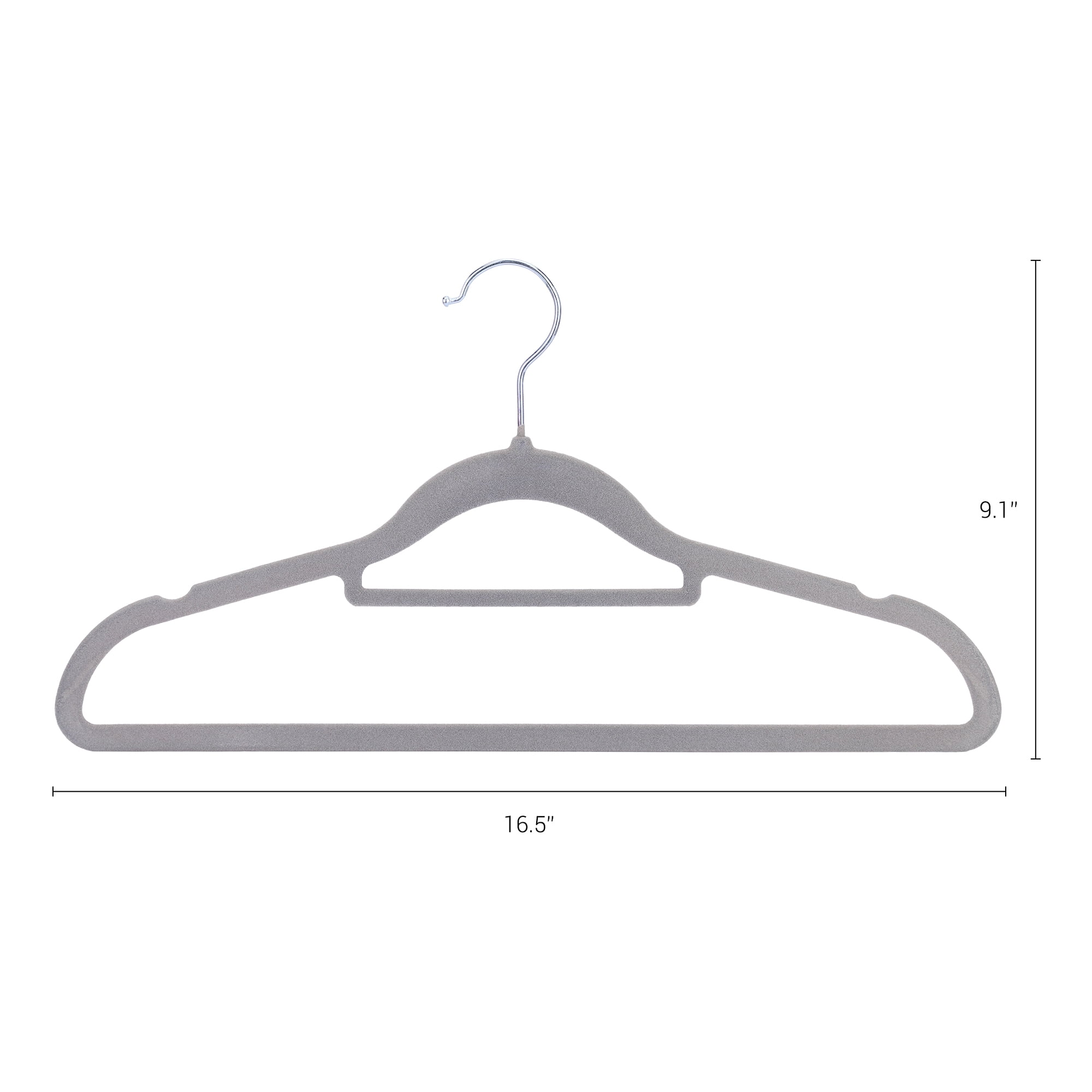 Unique Bargains Velvet Non-Slip Hangers Space Saving Clothes Hangers 30 Packs Gray