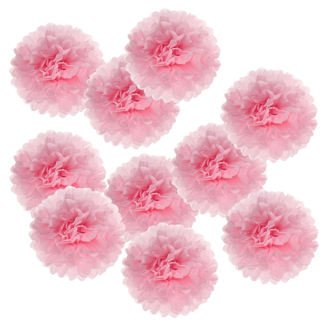 Uxcell 4" Pom Poms de Papel Duraderos para Decoración de Bodas y Fiestas Rosa Claro 10 Paquete
