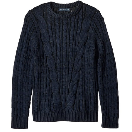 Nautica NEW Navy Blue Mens Size Small S Cable Knit Crewneck Sweater ...