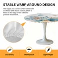 thumbnail image 2 of Elastic Fitted Round Tablecloth, Teal Blue Coastal Waterproof Stretch Table Cover for 55"-60" Tables, Summer Beach Starfish Shell Coral Nautical Washable Outdoor Tablecloths for Patio, Picnic, 2 of 9