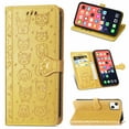 thumbnail image 1 of Cartoon Case for iPhone 13(2021), Allytech Embossed Animal PU Leather Impact Resistant TPU Back Card Slots Magnetic Closure Hand Strap Stand Cover for iPhone 13 6.1" 2021, Yellow, 1 of 4