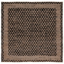 SAFAVIEH Natural Fiber Vernon Geometric Area Rug, Black/Natural, 6' x 6' Square