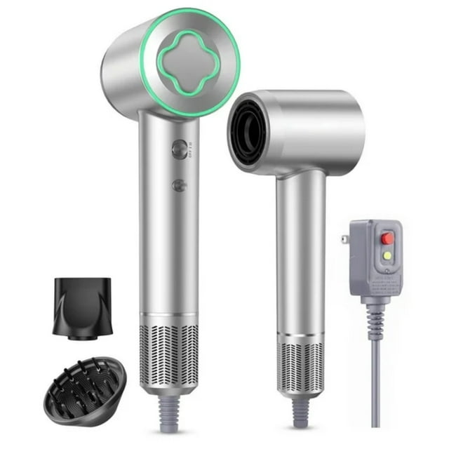 Fast Drying Hair Dryer ,150000 RPM High-Speed Blow Dryer,Low Noise Auto Temperature Control ,Come with Diffuser and Smooth Nozzle(Gray)