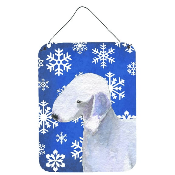 Bedlington Terrier Winter Snowflakes Holiday Wall or Door Hanging Prints