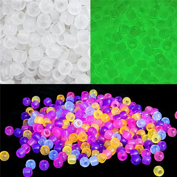 Tnobhg 100Pcs/Bag Acrylic Pony Beads Color-Changing Glow in The Dark Exquisite Mixed Colors Round Beads DIY Making Accessories Bracelet Necklace Making Loose Beads Craft Supplies