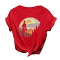 thumbnail image 2 of FASHOFT Graphic Tees for Women Tropical Print Tshirts Short Sleeve Crew Neck Vacation Summer Tops Red S, 2 of 5